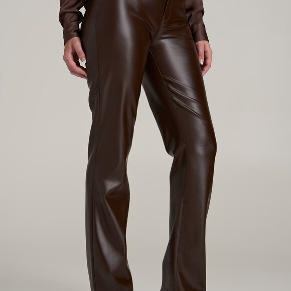 American Tall True Touch Leather Straight Leg Pants for Tall Women in Espresso S - Picture 3 of 3